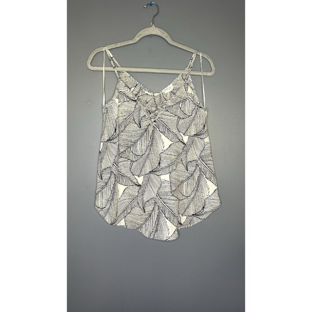Sienna Sky Leaf Print Cami Tank Top S Chiffon Resort Summer White Tropical Cute